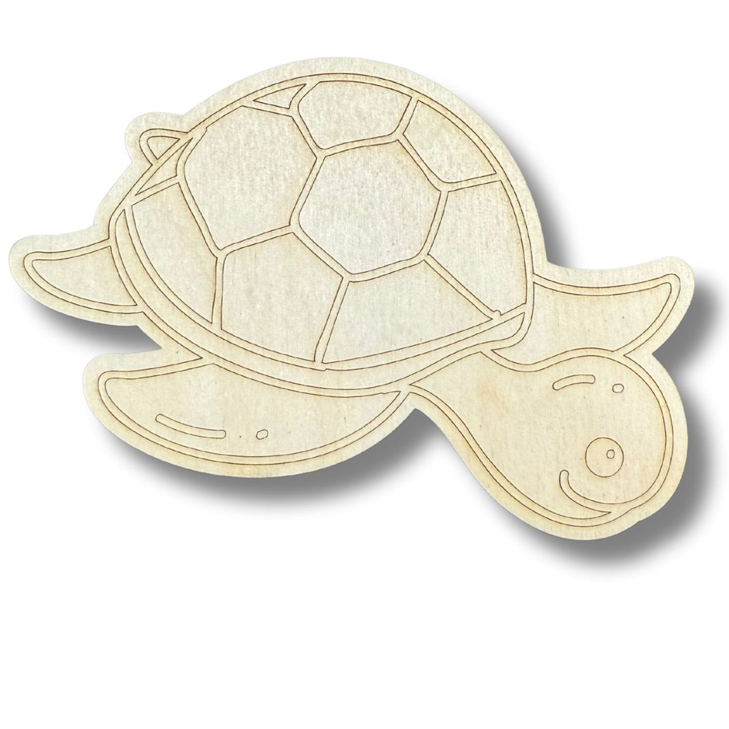 Unfinished Wood Etched Sea Turtle Shape | Paint By Line Crafts | up to 30