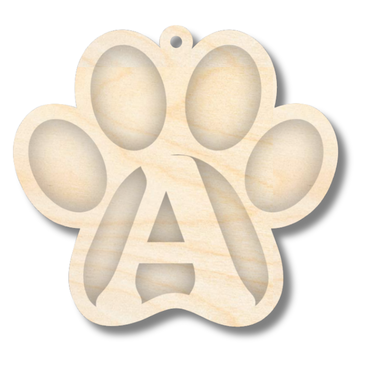 Unfinished Wood Layered Letter Paw Print Tags | A-Z | 2 Piece | 5