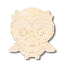 Load image into Gallery viewer, Unfinished Wood Etched Owl Shape | Paint By Line Crafts | up to 30&quot; DIY
