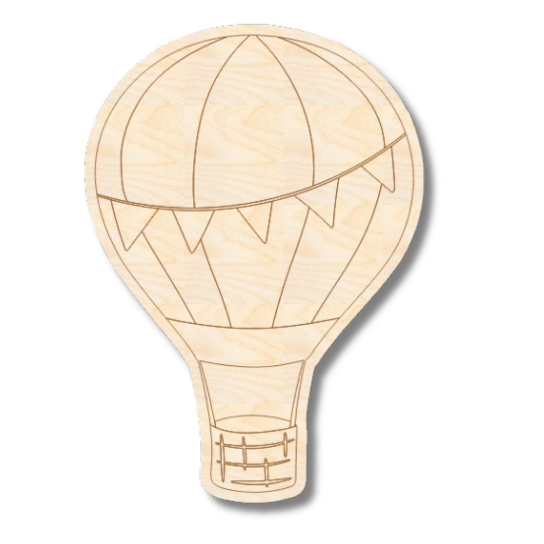 Unfinished Wood Etched Hot Air Balloon Shape | Paint By Line Crafts | up to 30