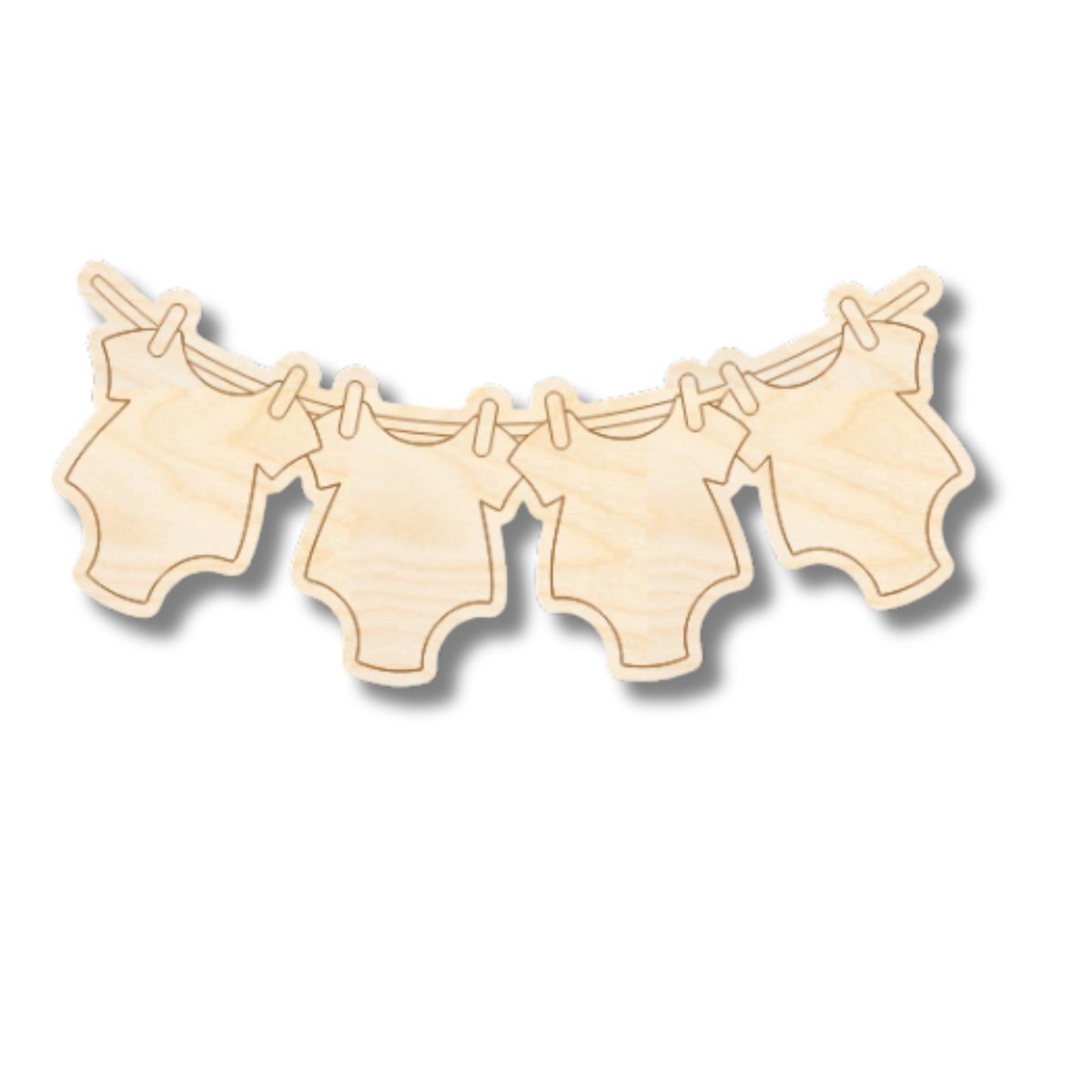 Unfinished Wood Etched Baby Hanging Onsie Shape | Paint By Line Crafts ...