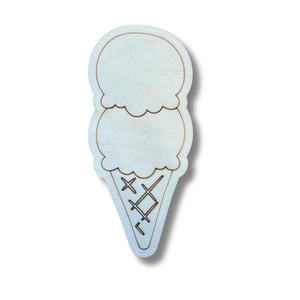 Unfinished Wood Etched Double Ice Cream Scoop Shape | Paint By Line Crafts | up to 30" DIY