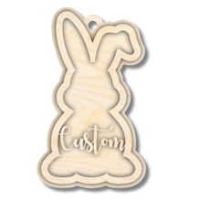 Load image into Gallery viewer, Unfinished Wood Custom Name Bunny Gift Tag | 2 Piece | Layered Gift Tags | up to 6&quot; DIY
