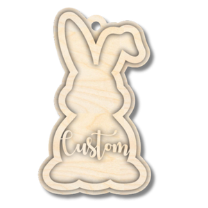 Unfinished Wood Custom Name Bunny Gift Tag | 2 Piece | Layered Gift Tags | up to 6" DIY