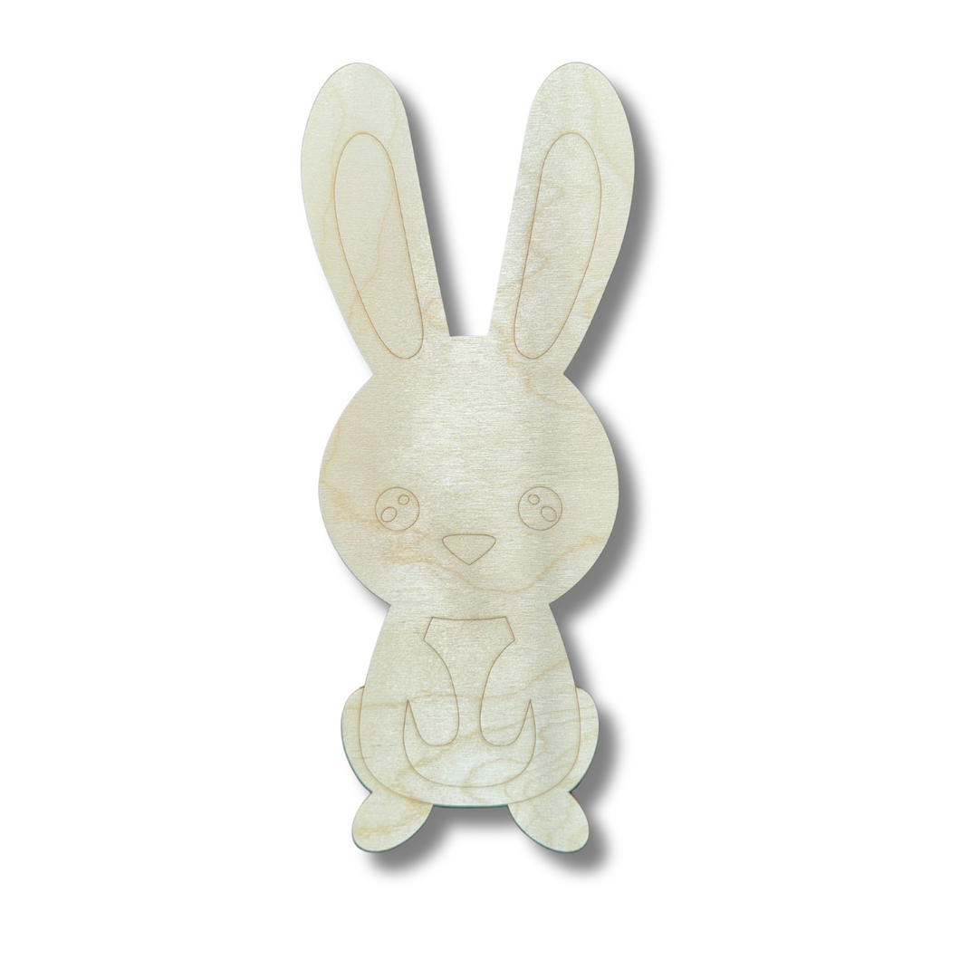 Unfinished Wood Etched Bunny Shape | Paint By Line Crafts | up to 30