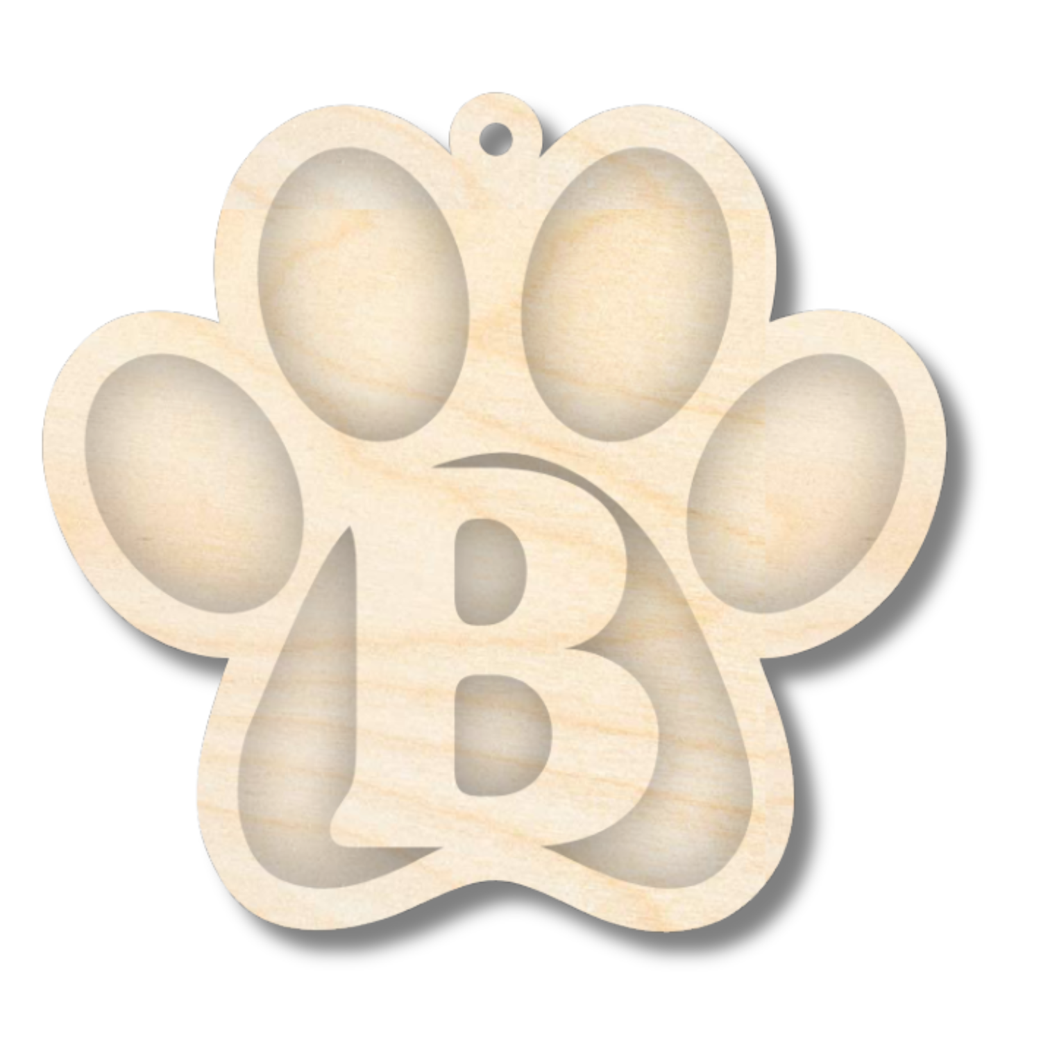 Unfinished Wood Layered Letter Paw Print Tags | A-Z | 2 Piece | 5