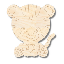 Load image into Gallery viewer, Unfinished Wood Etched Tiger Shape | Paint By Line Crafts | up to 30&quot; DIY
