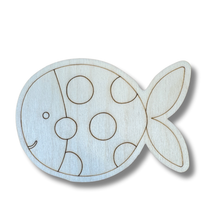 Load image into Gallery viewer, Unfinished Wood Etched Spotted Fish Shape | Paint By Line Crafts | up to 30&quot; DIY
