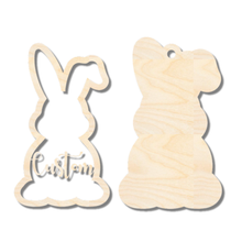 Load image into Gallery viewer, Unfinished Wood Custom Name Bunny Gift Tag | 2 Piece | Layered Gift Tags | up to 6&quot; DIY
