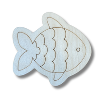 Load image into Gallery viewer, Unfinished Wood Etched Lined Fish Shape | Paint By Line Crafts | up to 30&quot; DIY
