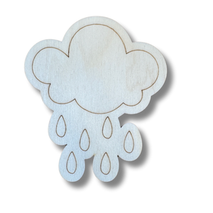 Unfinished Wood Etched Rain Cloud Shape | Paint By Line Crafts | up to 30" DIY