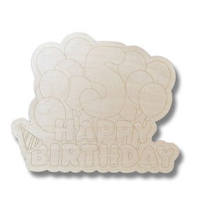 Unfinished Wood Etched 5th Birthday Balloons Shape | Paint By Line Crafts | up to 30" DIY