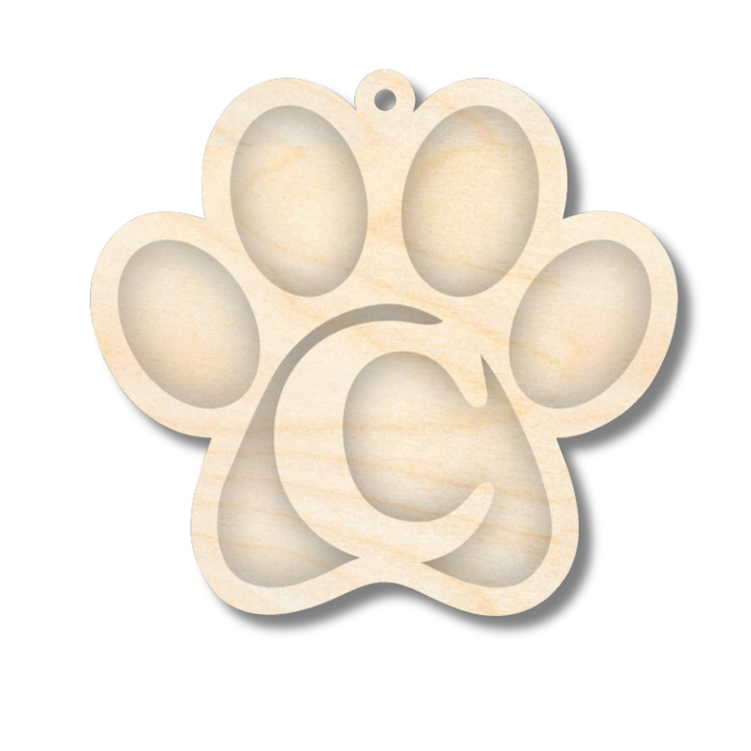 Unfinished Wood Layered Letter Paw Print Tags | A-Z | 2 Piece | 5