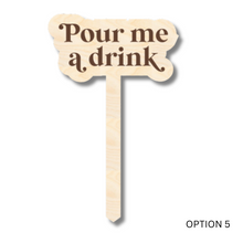 Load image into Gallery viewer, Unfinished Wood Funny Plant Stakes | 24 Options | 5&quot; Tall | 1/8&quot; Wood | Wood Craft Cutout
