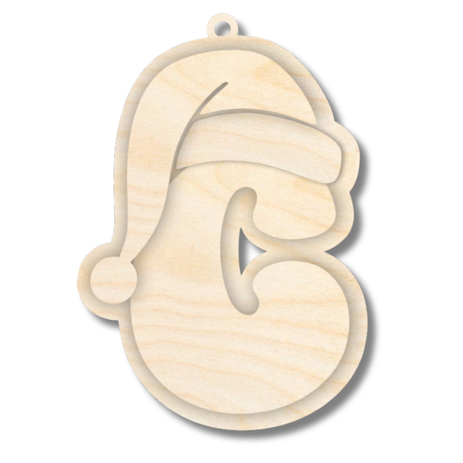 Unfinished Wood Layered Letter Santa Hat Tags | A-Z | 4 Piece | 6