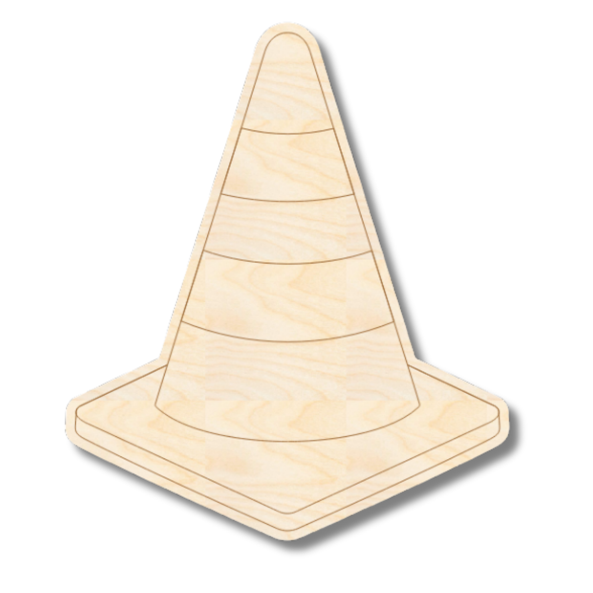 Unfinished Wood Etched Construction Cone Shape | Paint By Line Crafts ...