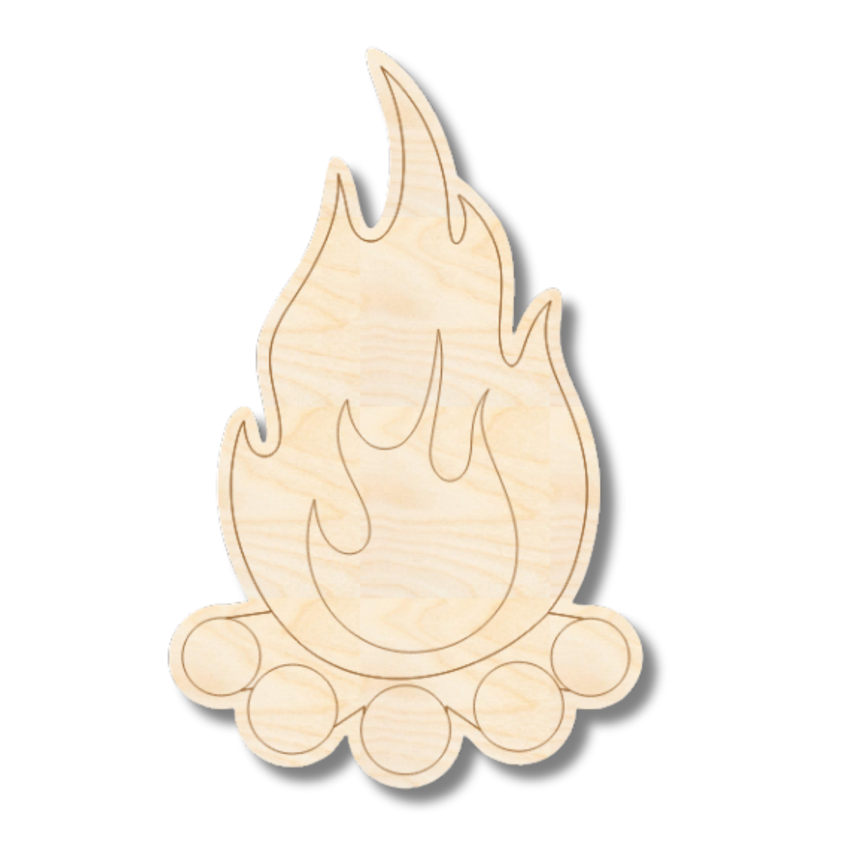 Unfinished Wood Etched Camp Fire Shape | Paint By Line Crafts | up to ...