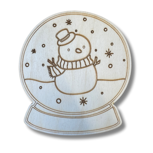 Unfinished Wood Etched Snowman Snowglobe Shape | Paint By Line Crafts | up to 30" DIY