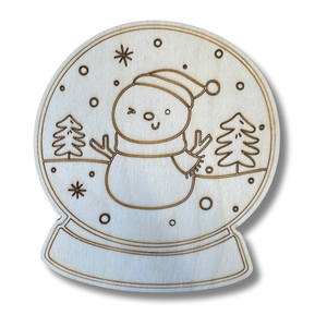 Unfinished Wood Etched Tree Snowman Snowglobe Shape | Paint By Line Crafts | up to 30" DIY