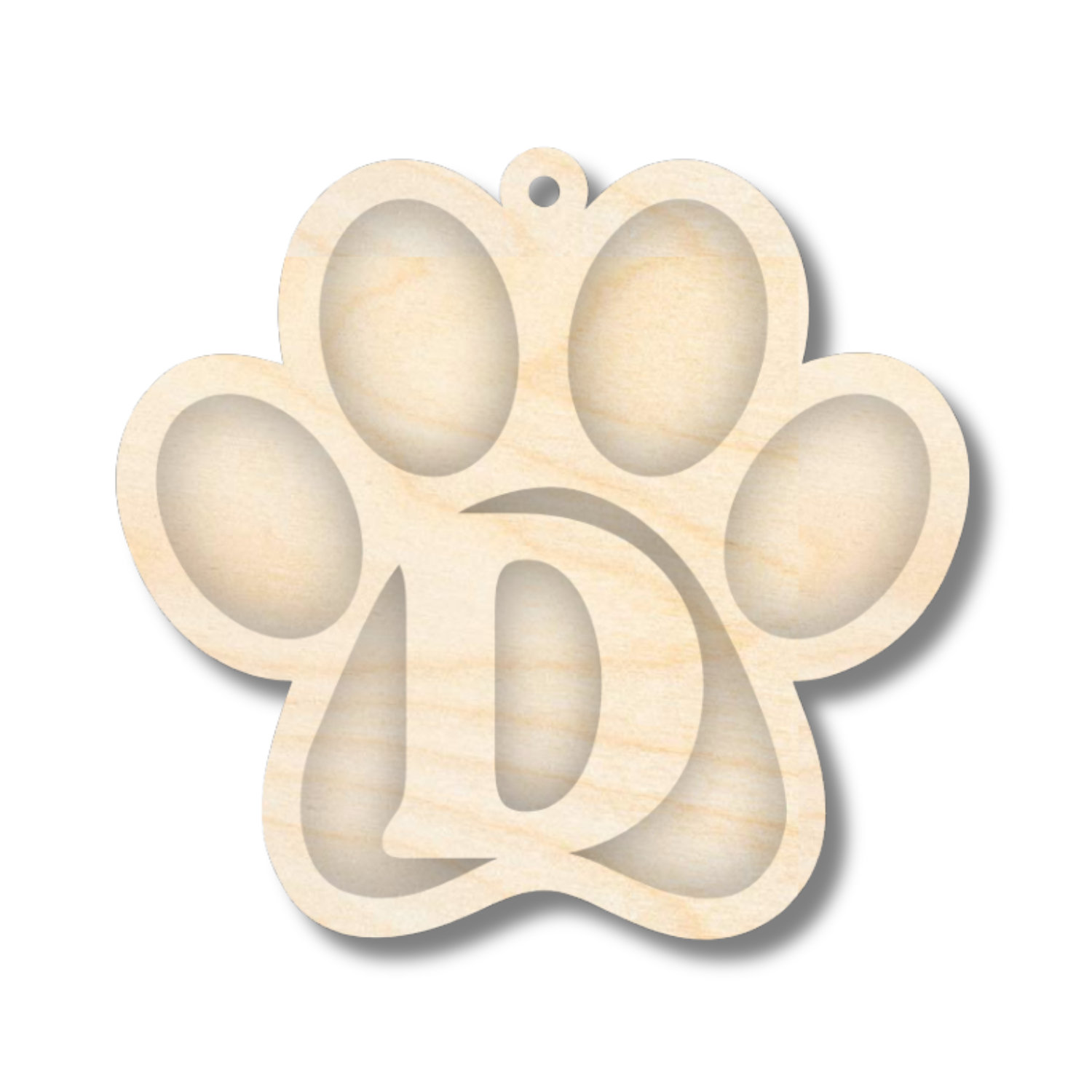 Unfinished Wood Layered Letter Paw Print Tags | A-Z | 2 Piece | 5