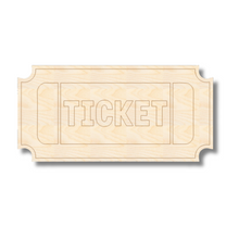 Load image into Gallery viewer, Unfinished Wood Etched Ticket Shape | Paint By Line Crafts | up to 30&quot; DIY
