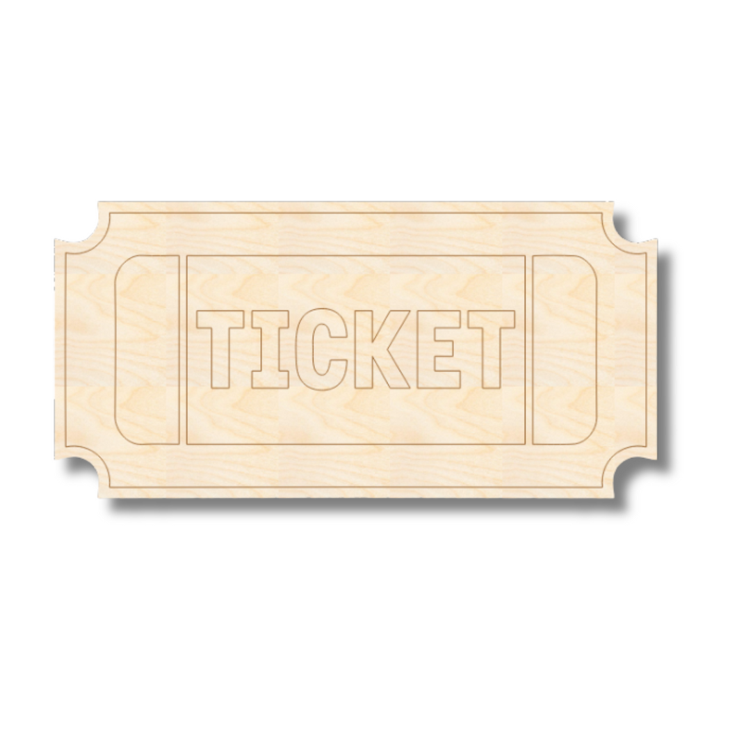 Unfinished Wood Etched Ticket Shape | Paint By Line Crafts | up to 30