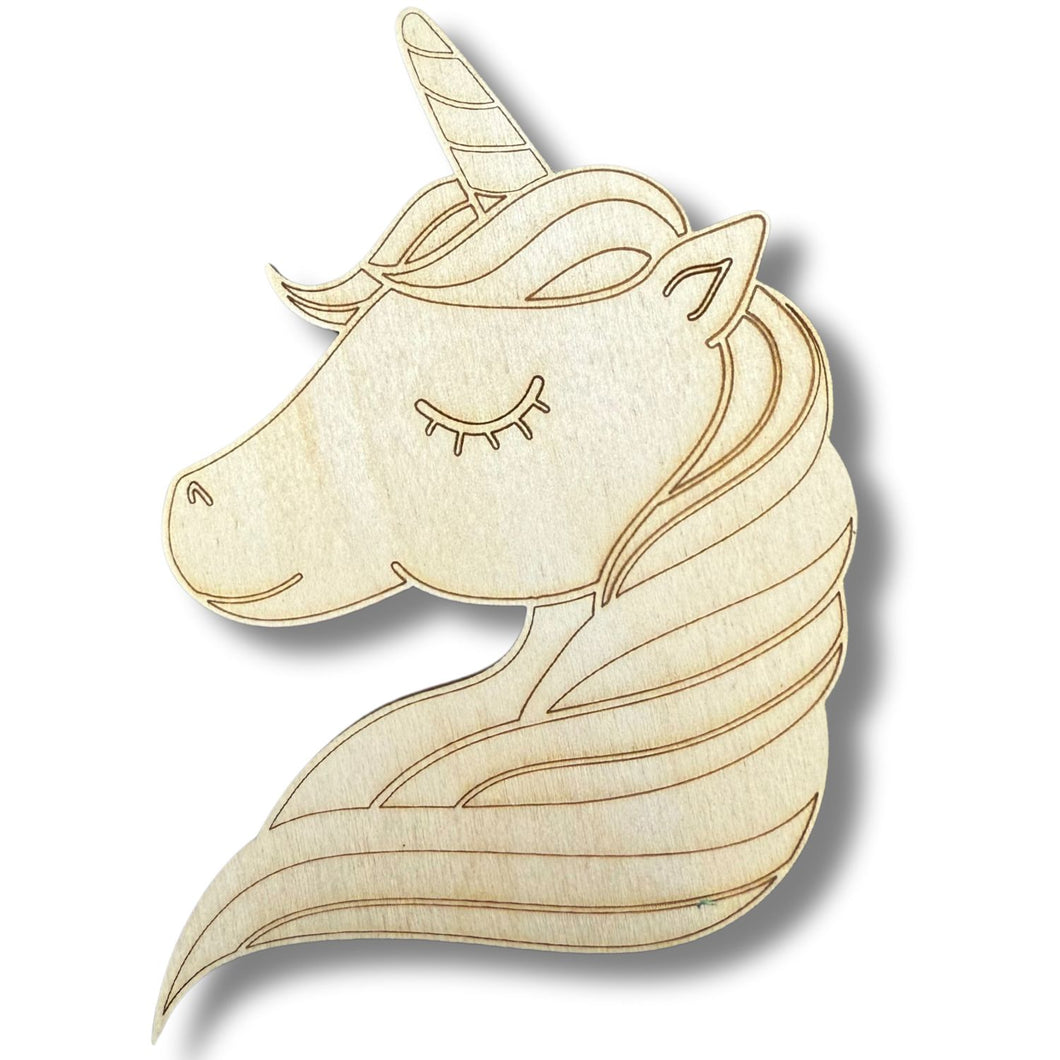 Unfinished Wood Etched Unicorn Shape | Paint By Line Crafts | up to 30