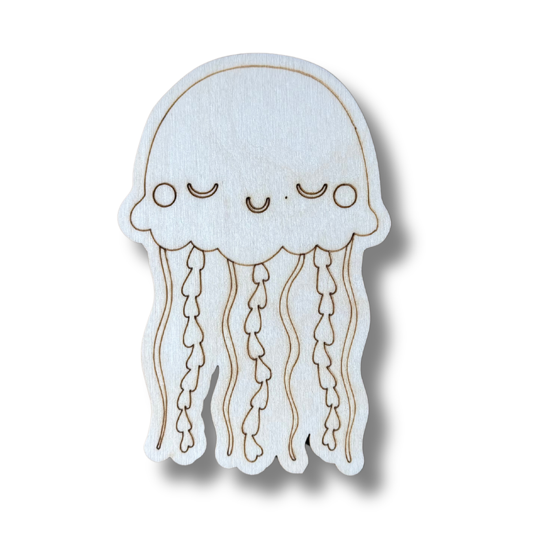 Unfinished Wood Etched Jelly Fish Shape | Paint By Line Crafts | up to 30