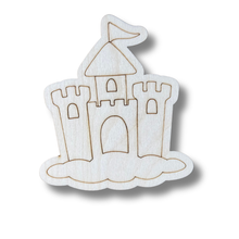 Load image into Gallery viewer, Unfinished Wood Etched Sandcastle Shape | Paint By Line Crafts | up to 30&quot; DIY
