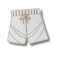 Load image into Gallery viewer, Unfinished Wood Etched Swim Trunks Shape | Paint By Line Crafts | up to 30&quot; DIY
