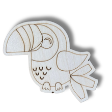 Load image into Gallery viewer, Unfinished Wood Etched Tucan Shape | Paint By Line Crafts | up to 30&quot; DIY
