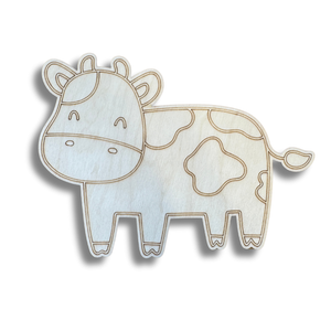 Unfinished Wood Etched Farm Cow Shape | Paint By Line Crafts | up to 30" DIY