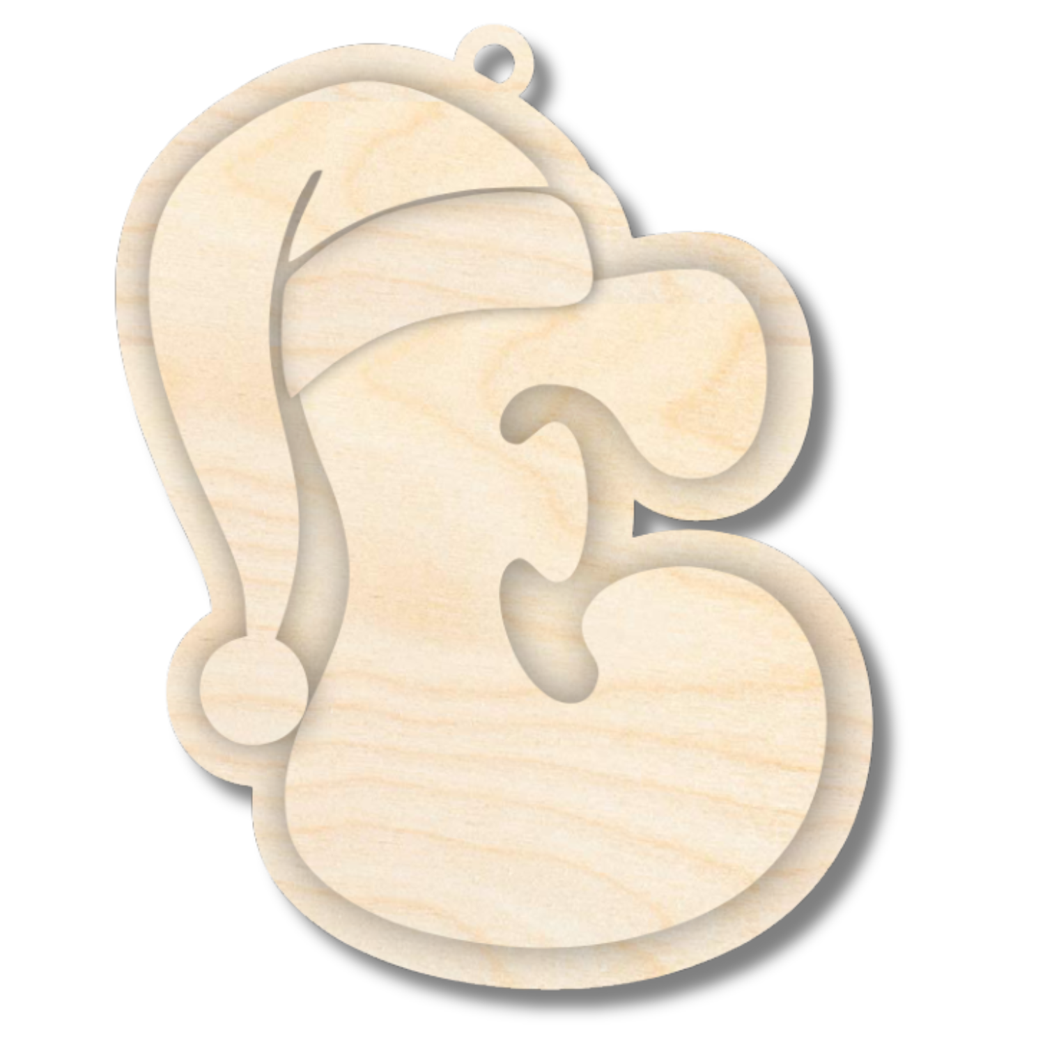 Unfinished Wood Layered Letter Santa Hat Tags | A-Z | 4 Piece | 6