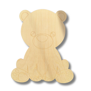 Unfinished Wood Etched Bear Shape | Paint By Line Crafts | up to 30" DIY