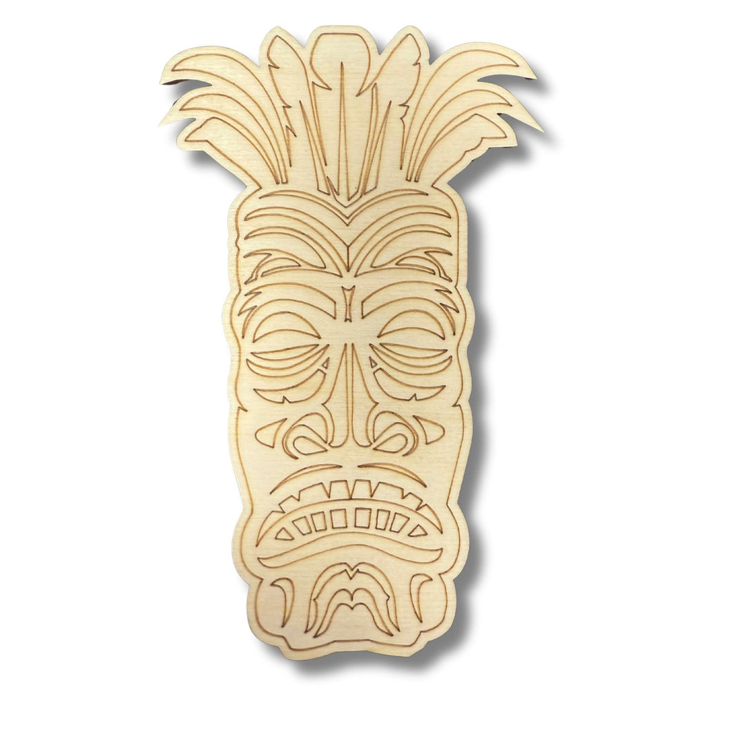 Unfinished Wood Etched Mighty Tiki Shape | Paint By Line Crafts | up to 30