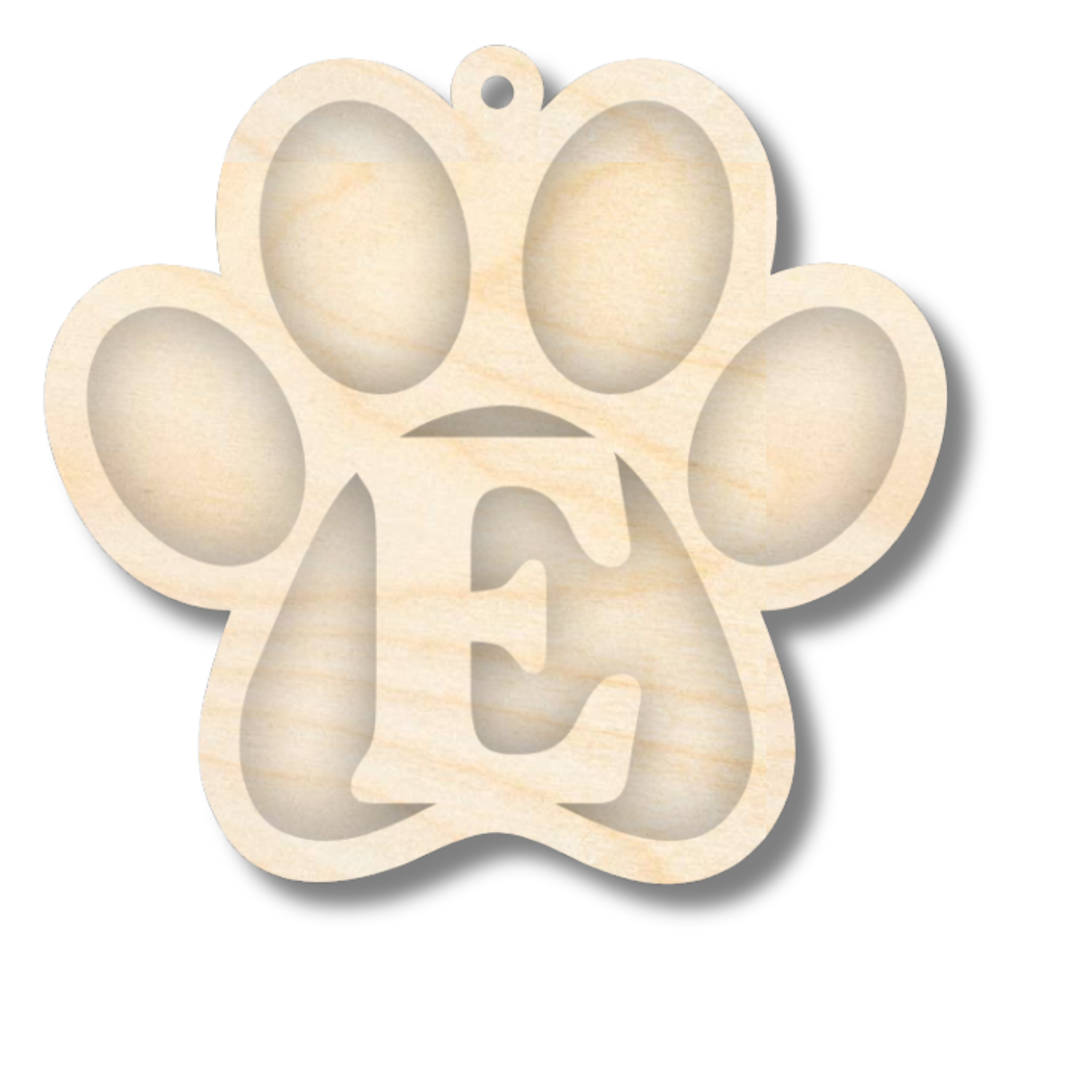 Unfinished Wood Layered Letter Paw Print Tags | A-Z | 2 Piece | 5