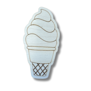 Unfinished Wood Etched Soft Serve Shape | Paint By Line Crafts | up to 30" DIY