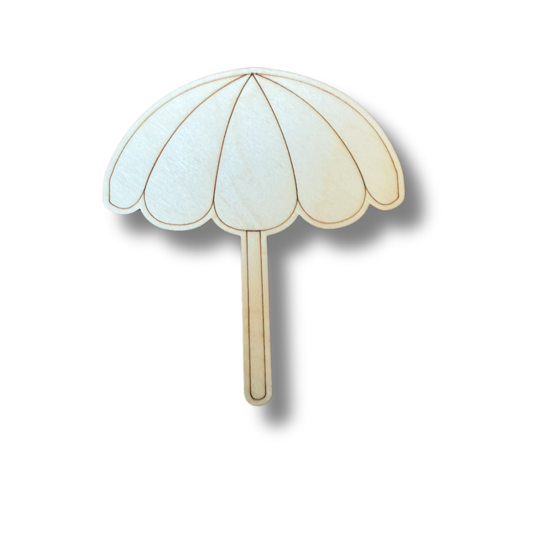 Unfinished Wood Etched Beach Umbrella Shape | Paint By Line Crafts | up to 30