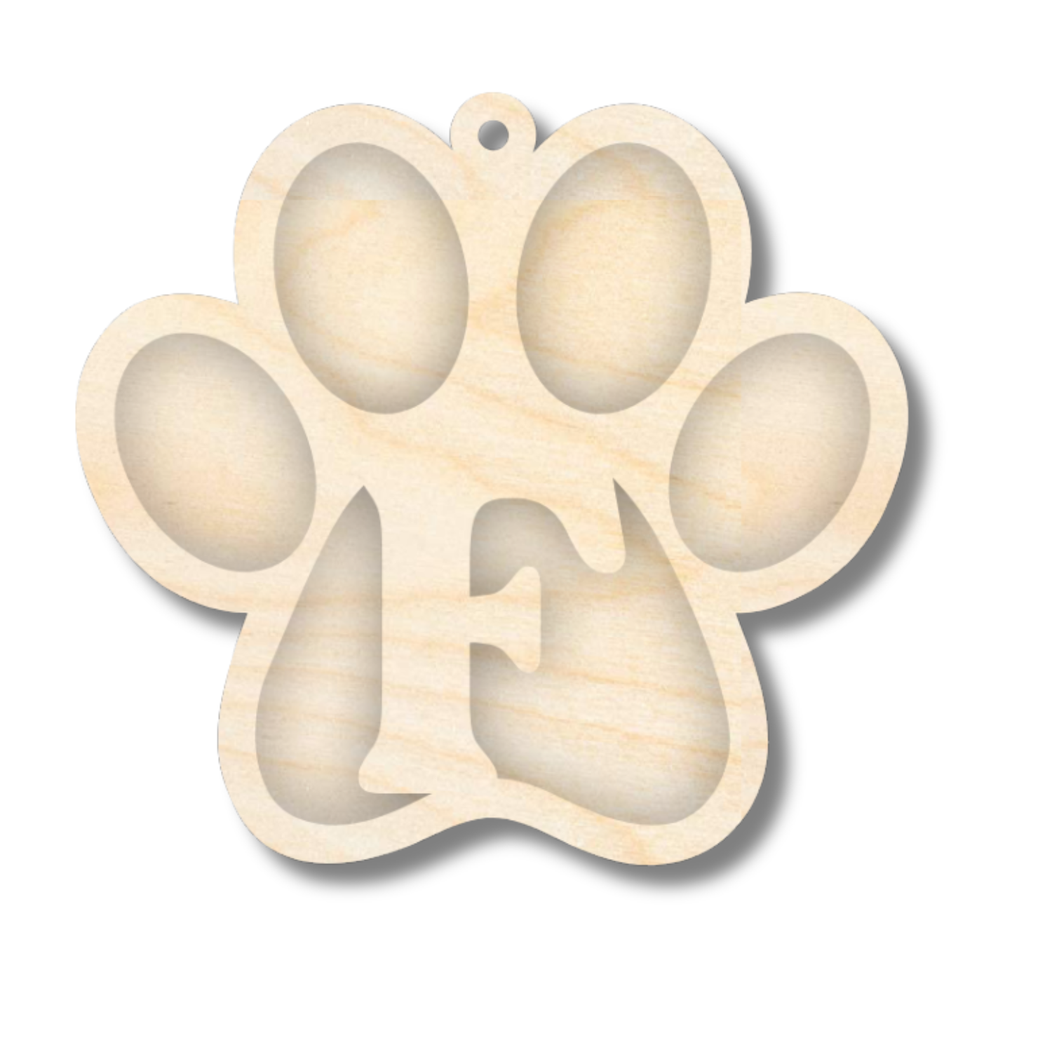 Unfinished Wood Layered Letter Paw Print Tags | A-Z | 2 Piece | 5