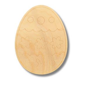 Unfinished Wood Etched Fun Easter Egg Shape | Paint By Line Crafts | up to 30" DIY