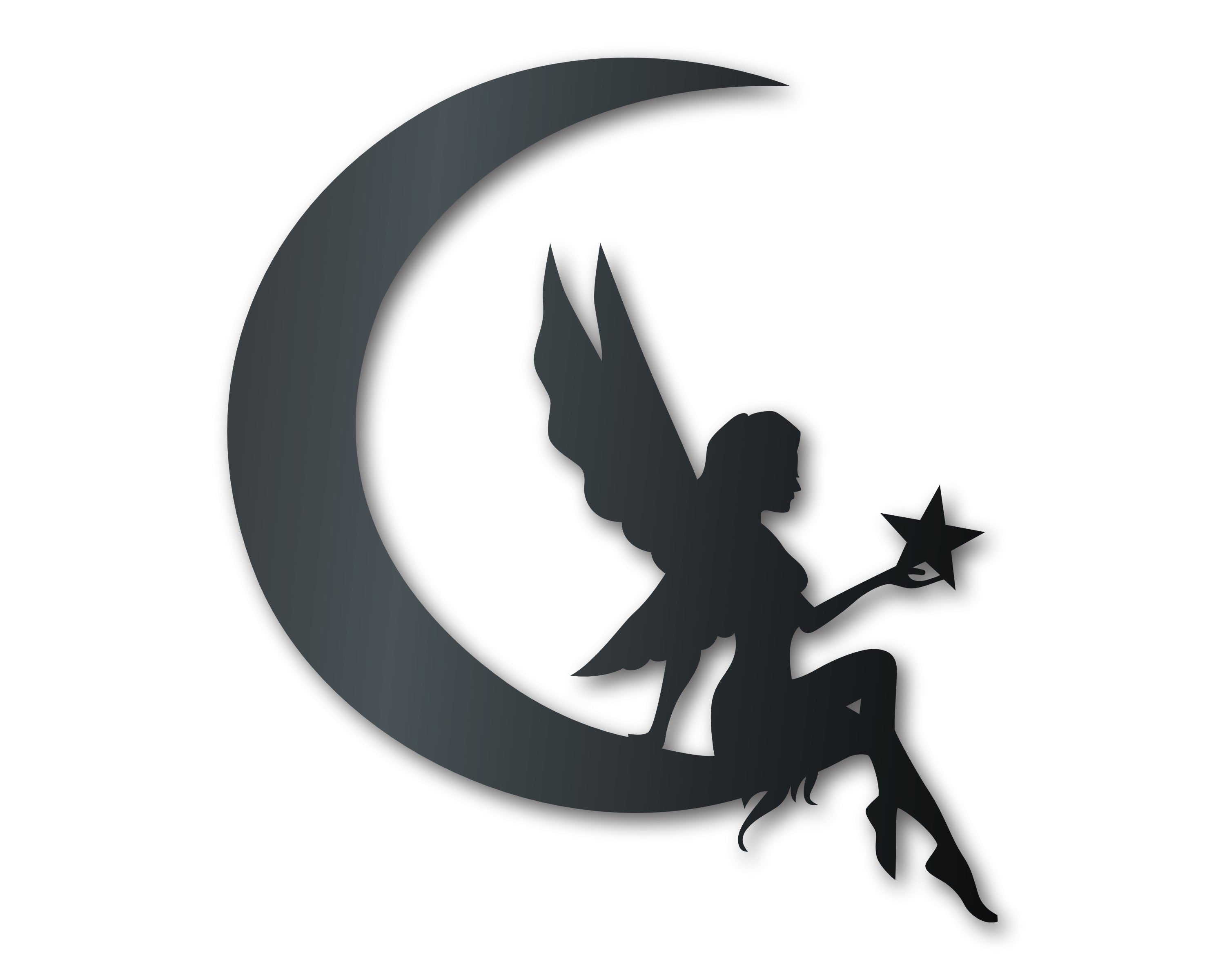 Metal Crescent Fairy Wall Art | Indoor Outdoor | Up to 46