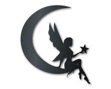 Load image into Gallery viewer, Metal Crescent Fairy Wall Art | Indoor Outdoor | Up to 46&quot; | Over 20 Color Options
