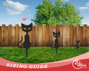 Metal Halloween Cat Garden Stakes | Set of 3 | Up to 46" | Over 20 Color Options
