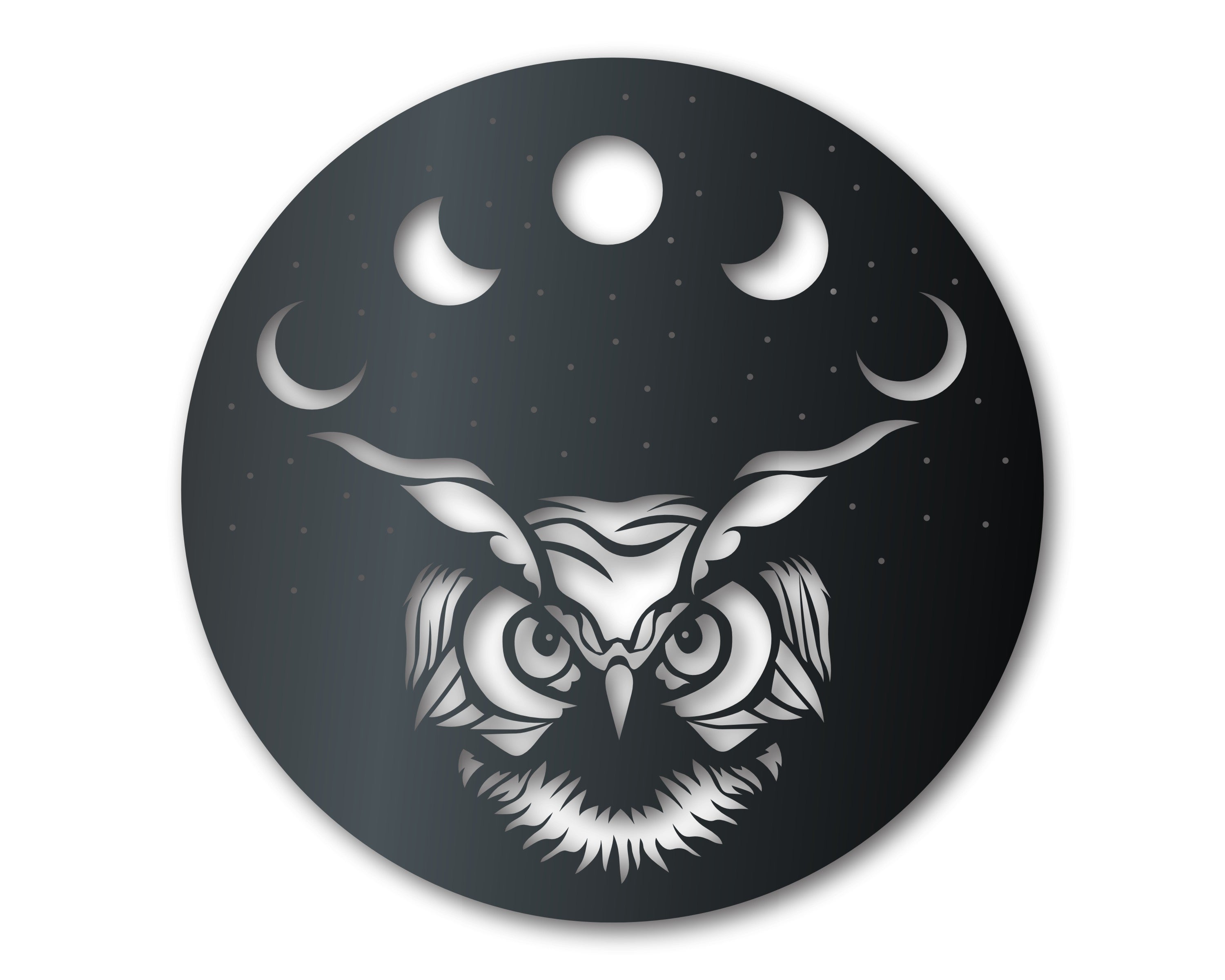 Metal Owl Moon Wall Art | Indoor Outdoor | Up to 36