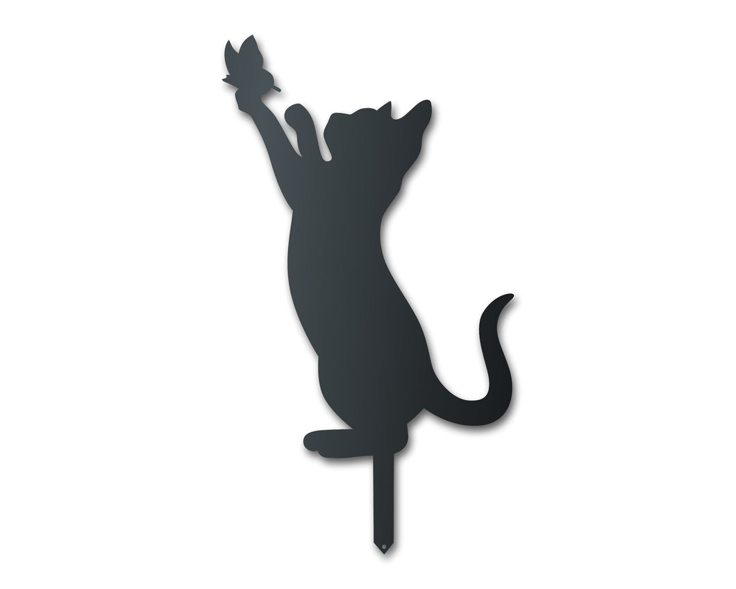Metal Playful Cat Garden Stake | Up to 24