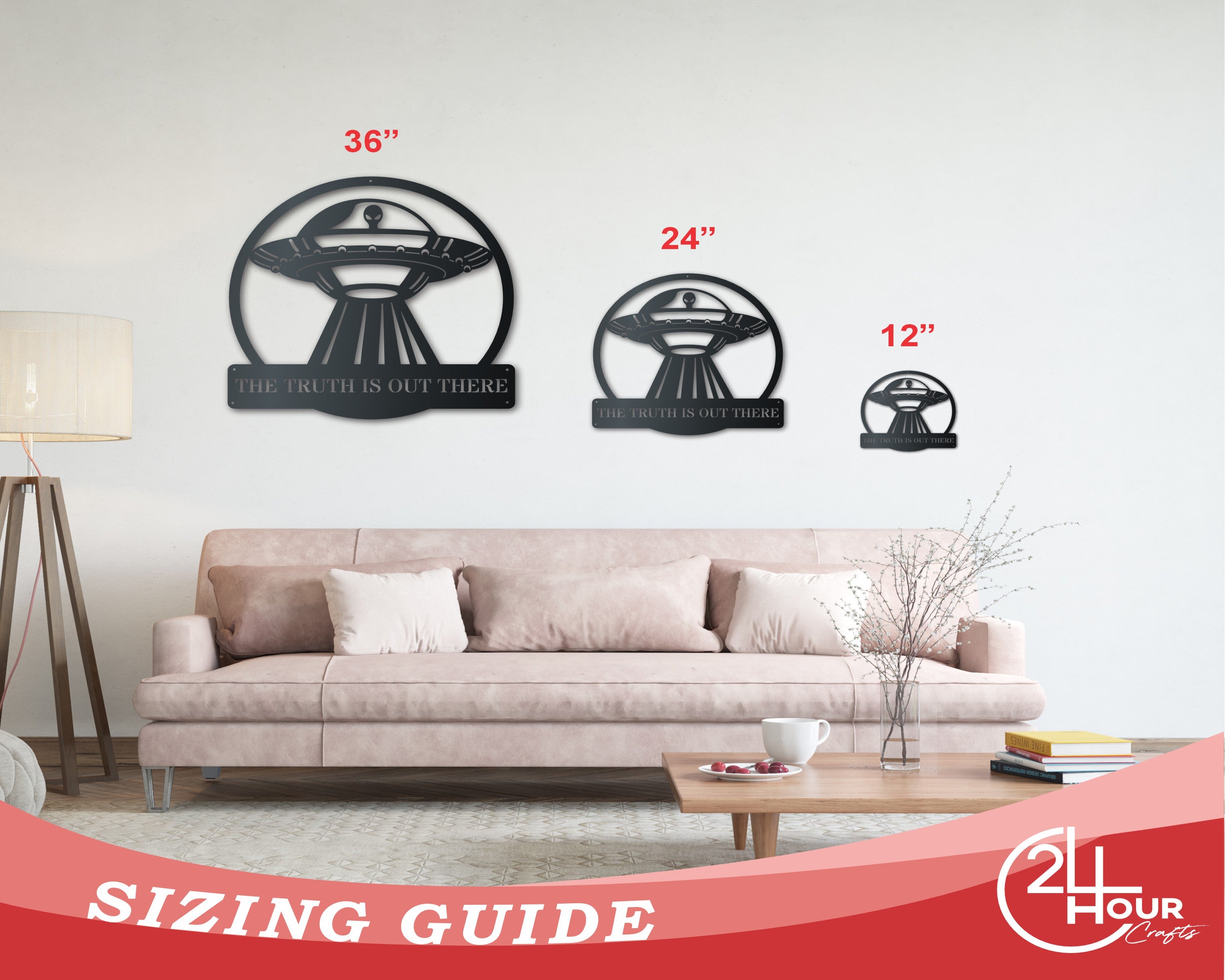 Custom Metal Alien Abduction UFO Wall Art | Halloween | Indoor Outdoor | Up to 36