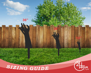 Metal Zombie Hands Garden Stakes | Set of 5 | Outdoor Halloween Decor | Up to 30" | Over 20 Color Options
