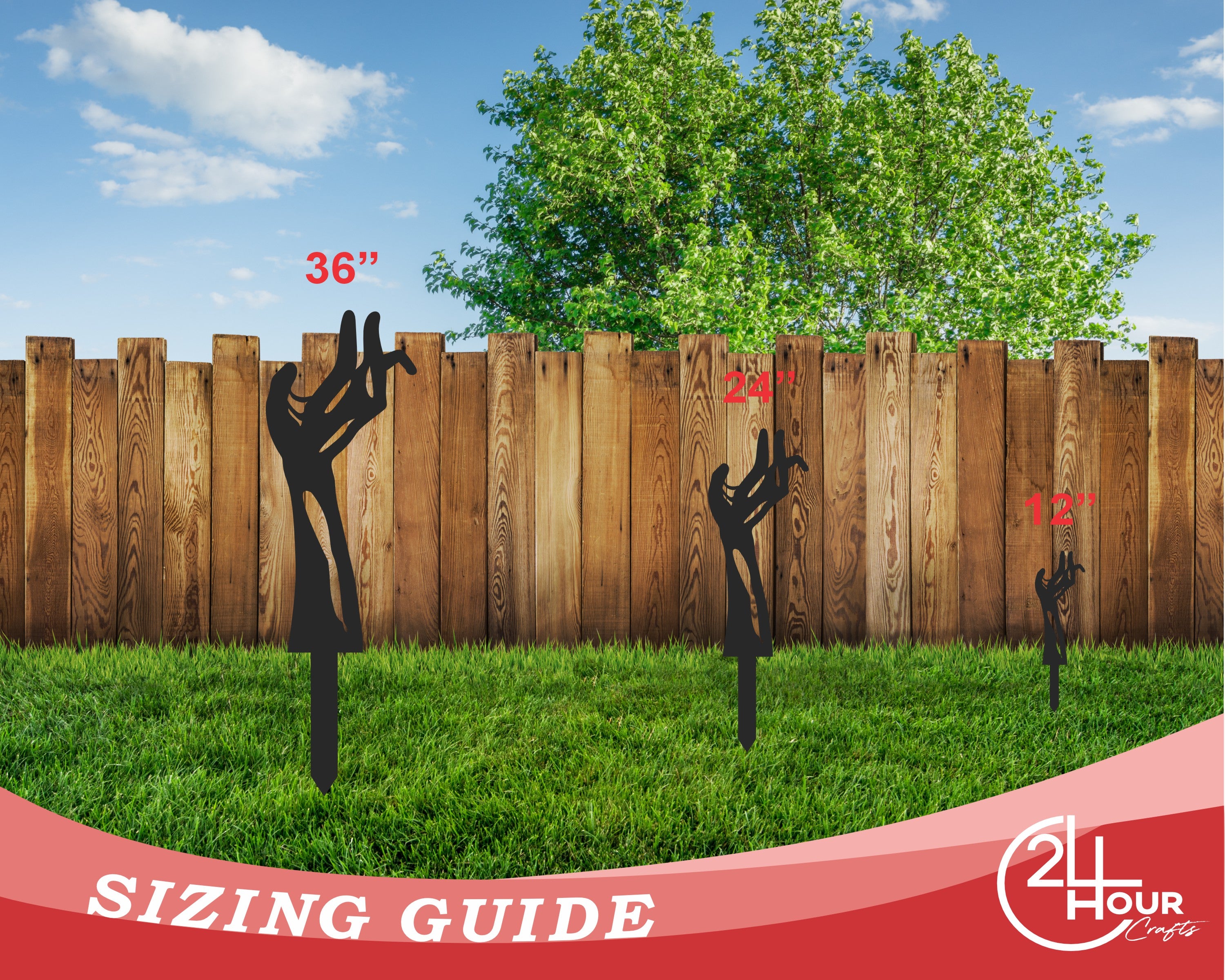 Metal Zombie Hands Garden Stakes | Set of 5 | Outdoor Halloween Decor | Up to 30