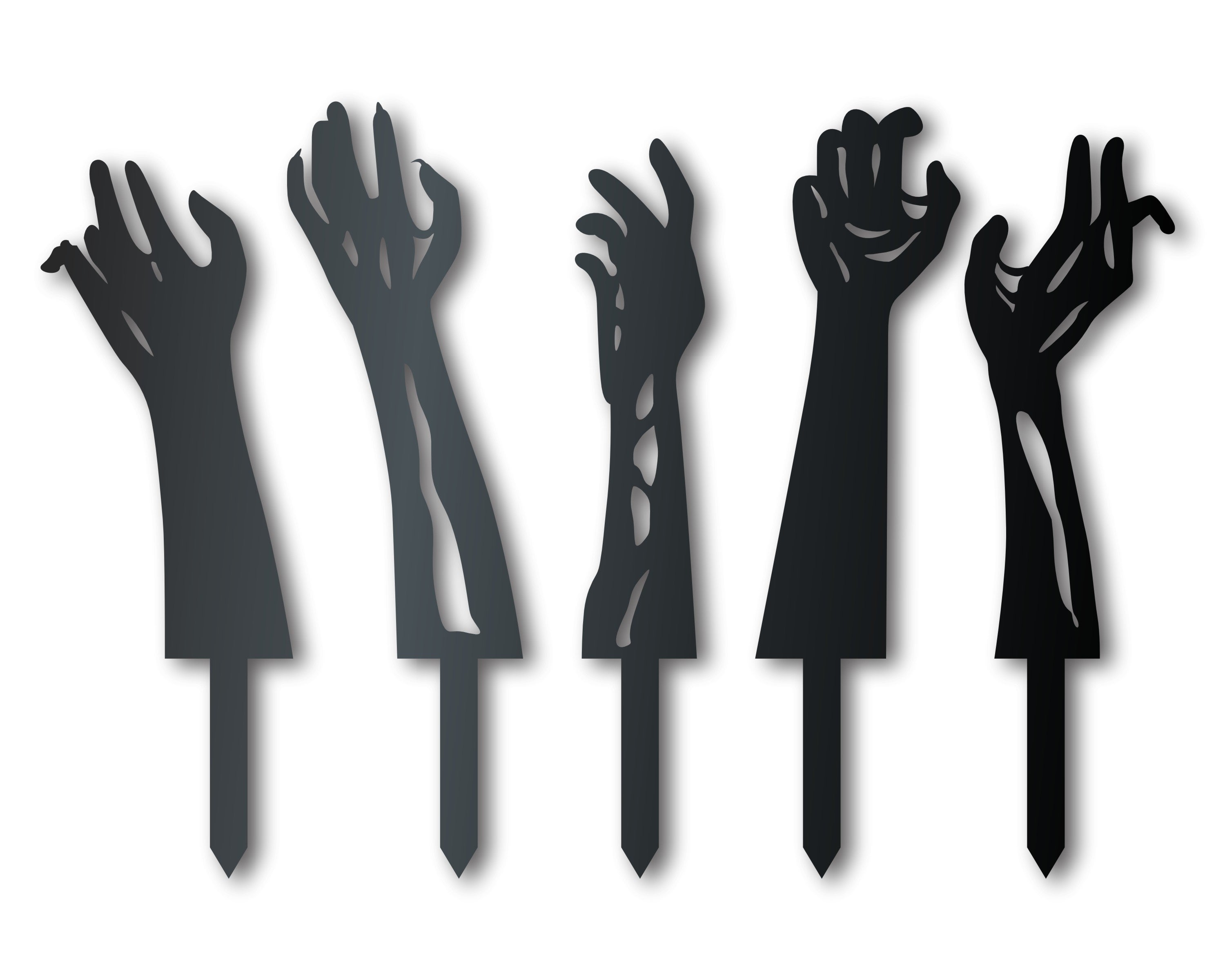 Metal Zombie Hands Garden Stakes | Set of 5 | Outdoor Halloween Decor | Up to 30