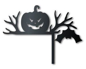 Metal Pumpkin and Bat Corner Art | Halloween | Indoor Outdoor | Up to 36" | Over 20 Color Options